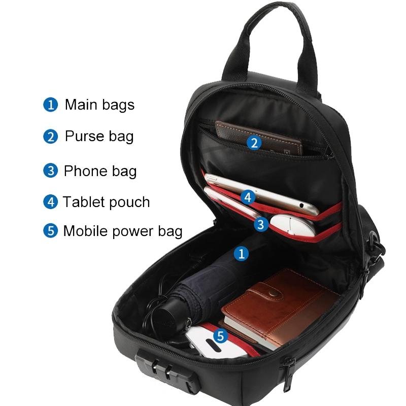 Waterproof Anti Theft Men Crossbody Bag Business Casual Multifunctional - Black 6