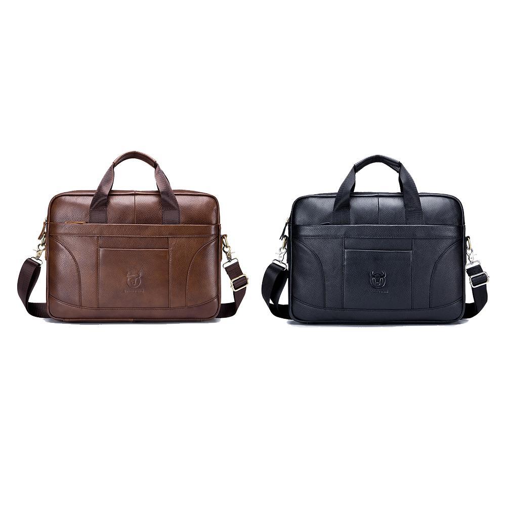 Large Capacity Retro Cowhide Briefcase - Brown 3