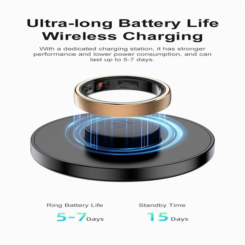 Smart Ring Heart Rate Blood Oxygen Sleep Sports Size 10 - Gold 10