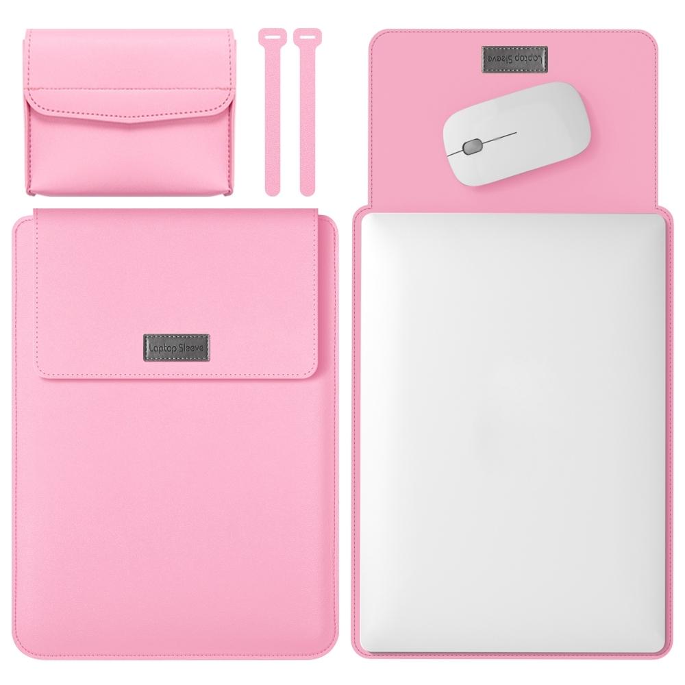 11 / 12 Inch Leather Computer Bag - Lightweight & Portable - 4 in 1 - Pink 9