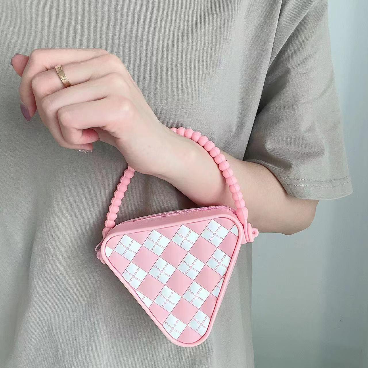 Mini Diamond Shaped Silicone Shoulder Bag - Pink 7