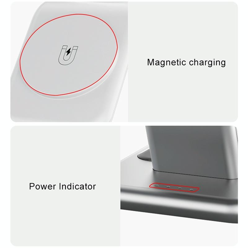 15W 3 In 1 Magnetic Wireless Charger - Black 9