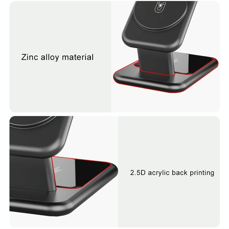 15W 3 In 1 Magnetic Wireless Charger - Black 10