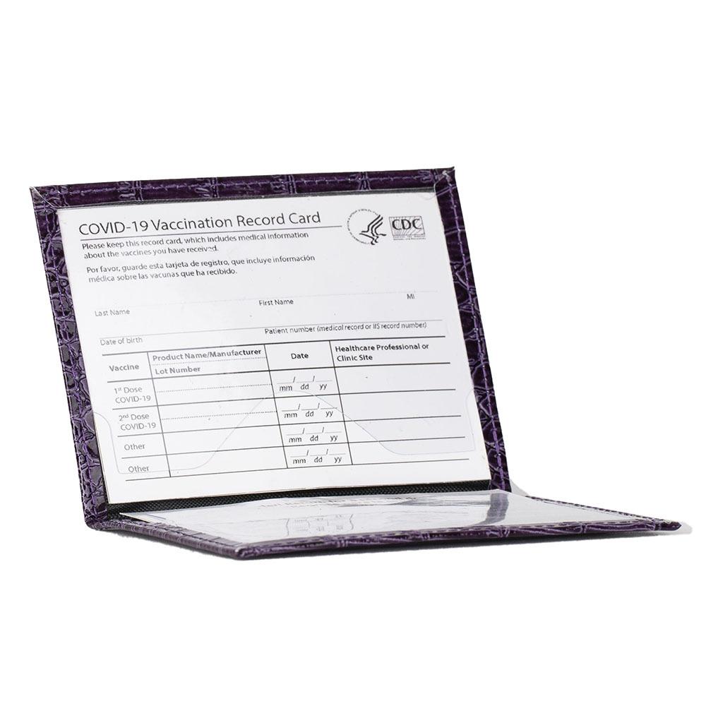 Pu Crocodile Pattern Card Holder Fits Cdc Documents - Purple 3