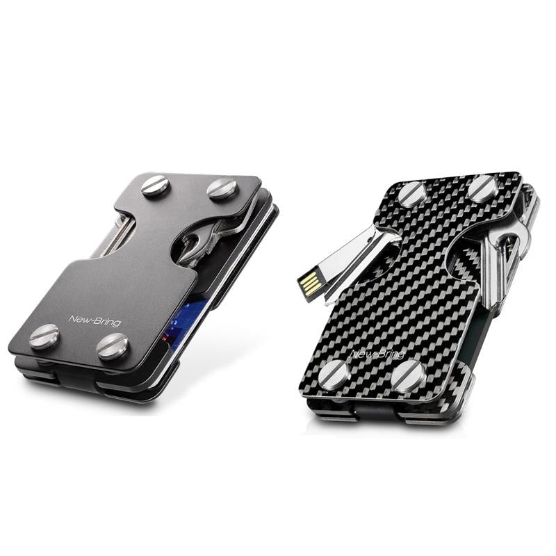 Multifunctional Edc Wallet For Keys & U Disk New Bring Metal Card Holder - Carbon Fiber 3