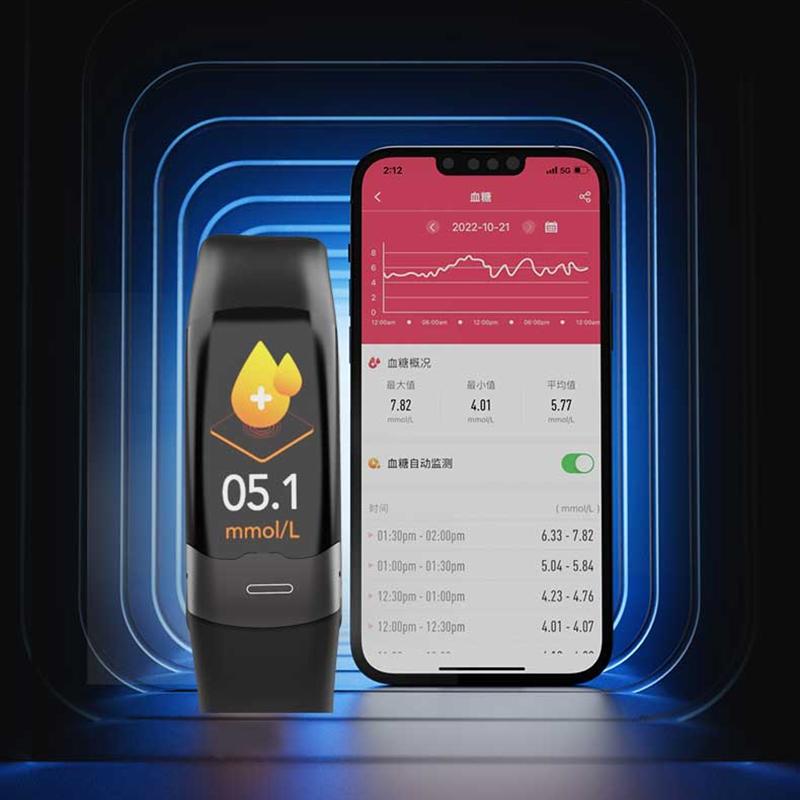 Smart Bracelet With Heart Rate And Blood Glucose Monitoring - Tft Hd - Blue 4