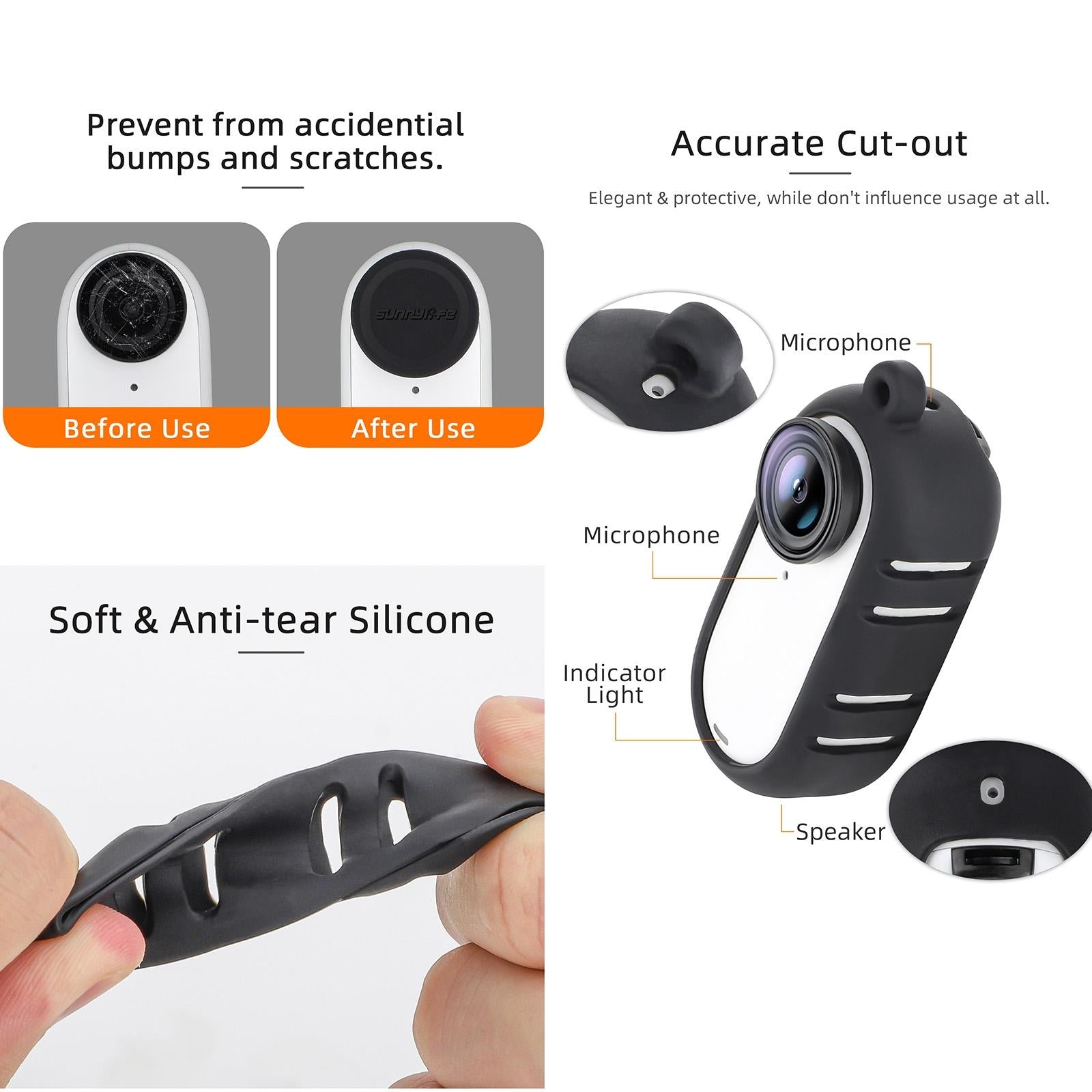 Insta360 Go 3 Silicone Case with Cooling Skin and Neck Strap - Black 9