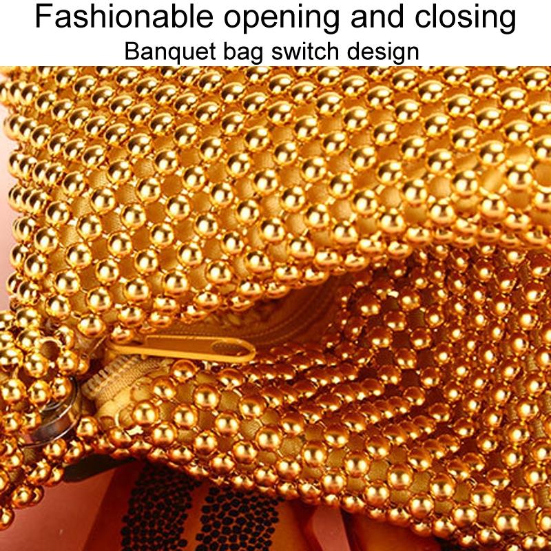 Soft Beaded Ladies Clutch Bag for Banquets - Gold 5