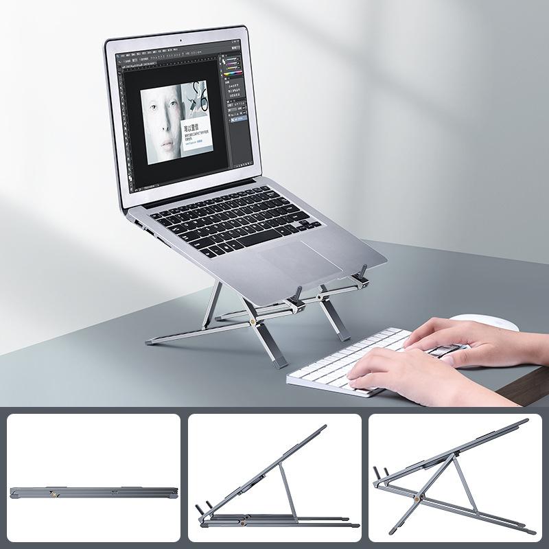 Adjustable Aluminum Laptop Cooling Bracket - Desktop - Silver 10