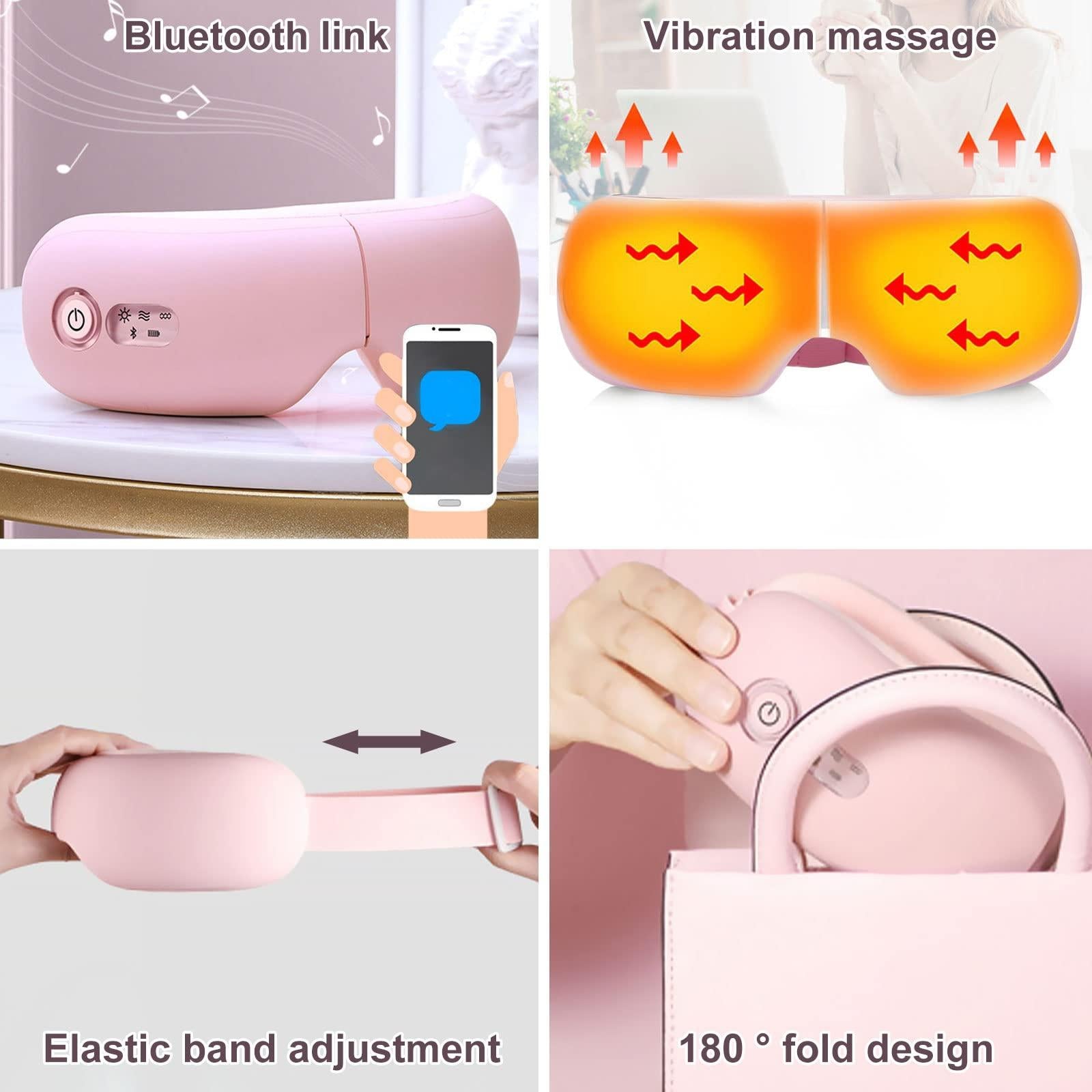 Rechargeable Eye Massager With Heat Air Pressure & Vibration - White 7