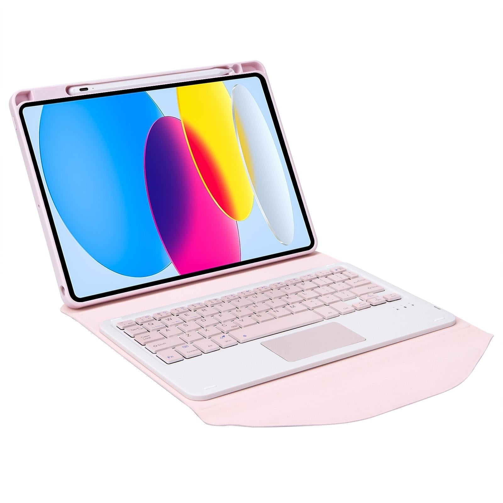 Bluetooth Keyboard Leather Tablet Case With Pen Slot And Touchpad - Pink 3