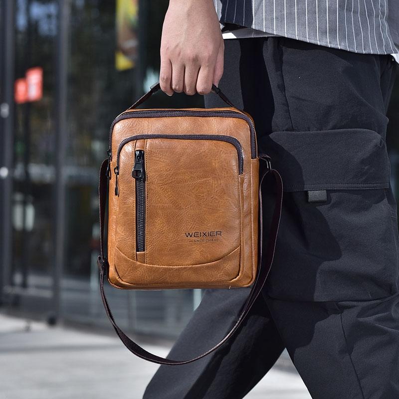 Waterproof Business Crossbody Bag Large Capacity - Dark Brown 8