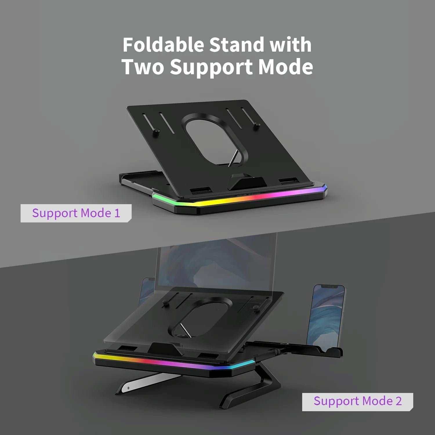 Adjustable Laptop Stand with 9 Levels of Lighting - Pink 3