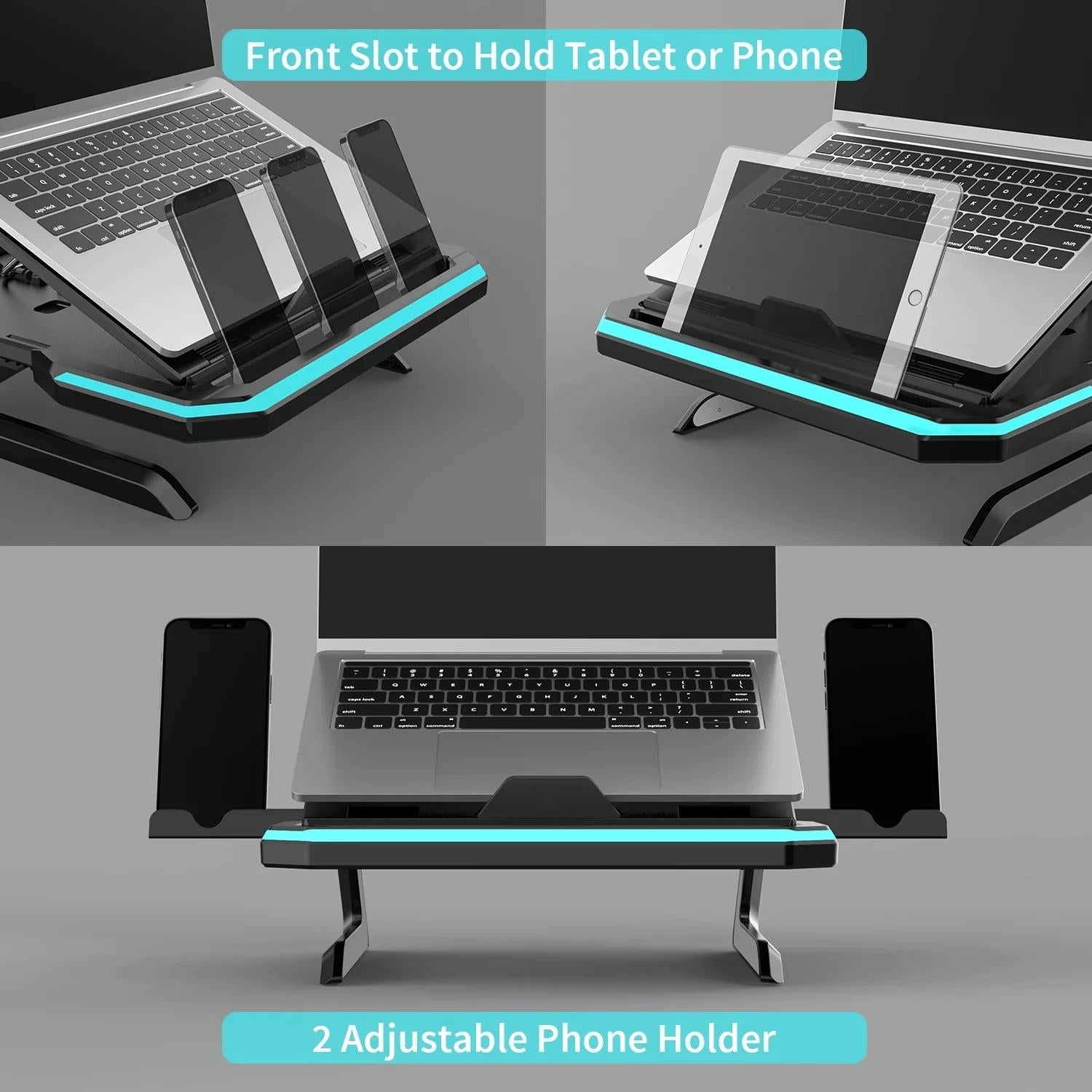 Adjustable Laptop Stand with 9 Levels of Lighting - Pink 4