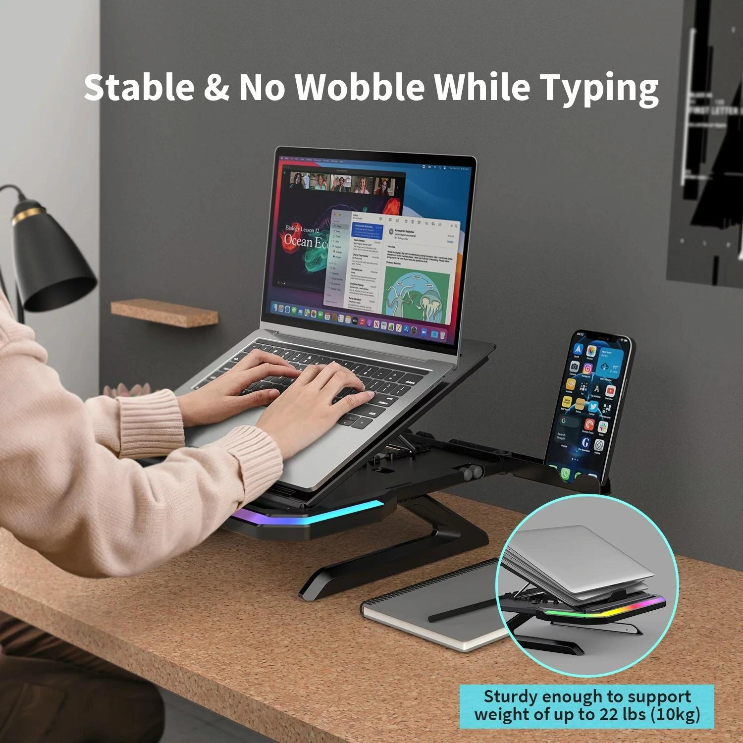Adjustable Laptop Stand with 9 Levels of Lighting - Pink 7