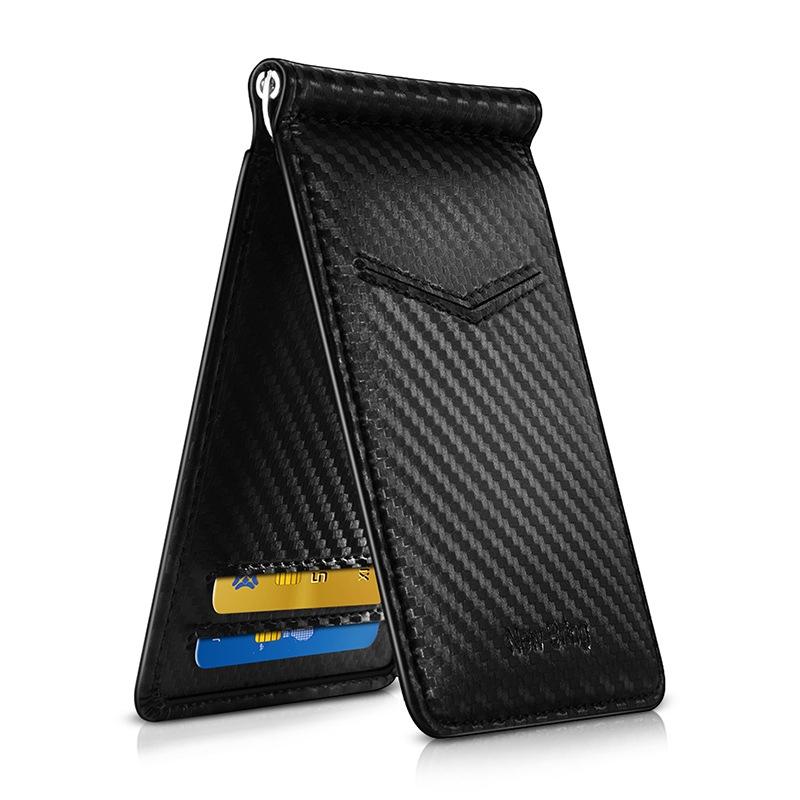 Ultra Thin Rfid Card Holder For Men Secure Multi Card Id Leather Case - Carbon Fiber