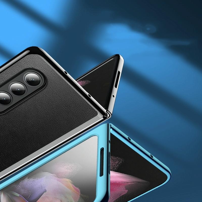 For Samsung Galaxy Z Fold4 5G Leather Plated Phone Cover - Blue 4