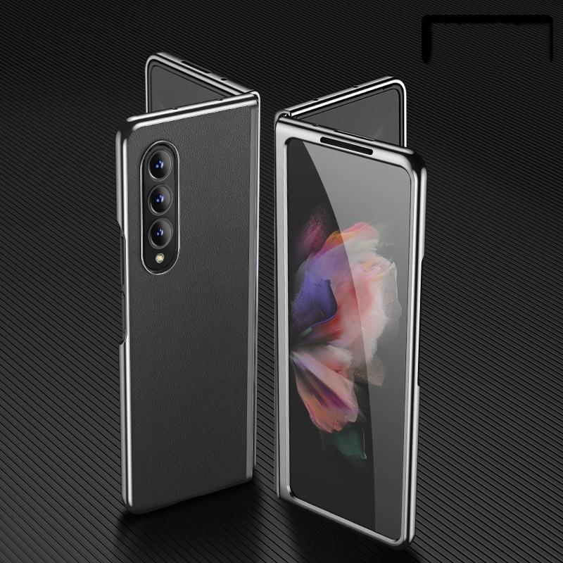 For Samsung Galaxy Z Fold4 5G Leather Plated Phone Cover - Blue 8