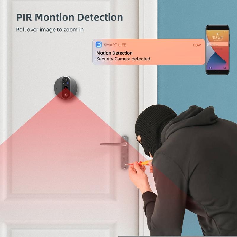 4.3 Inch Colour Screen Graffiti Hidden 1080P Wifi Smart Cat Eye Video Doorbell - White 6