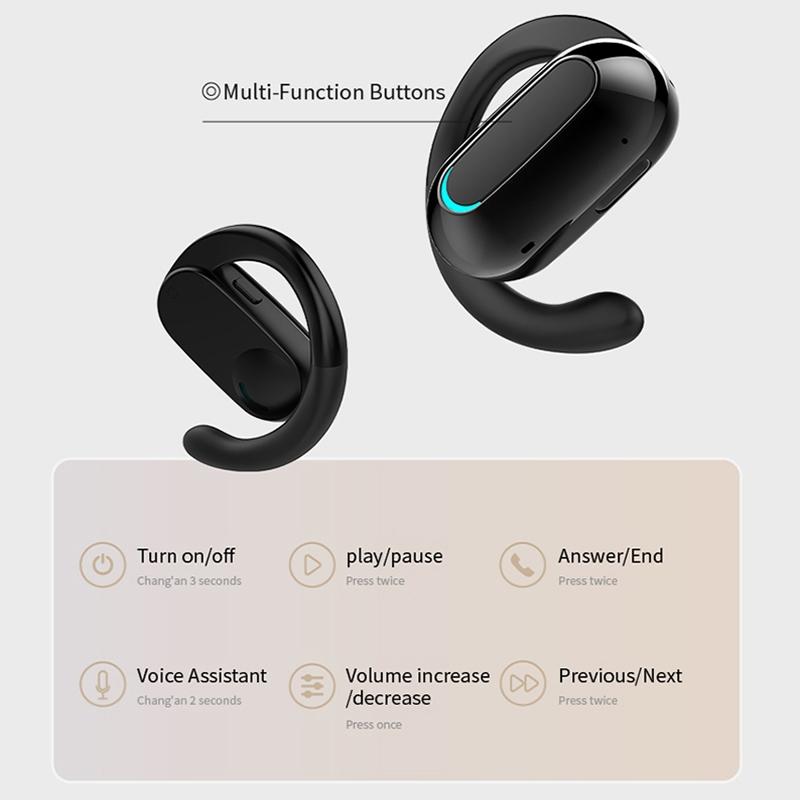 Rotatable Bluetooth Sports Earphones with Noise Reduction - Black Blue 9