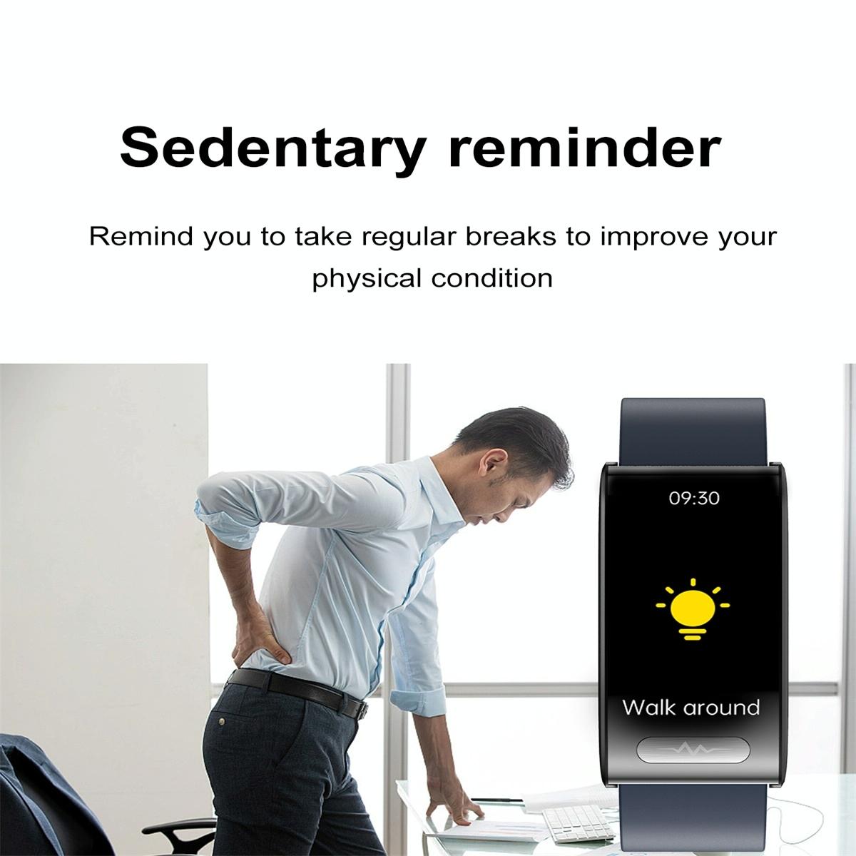 Smart Watch With Heart / Bp / Oxygen / Sugar Monitoring Silicone Strap Colour Screen - Blue 9