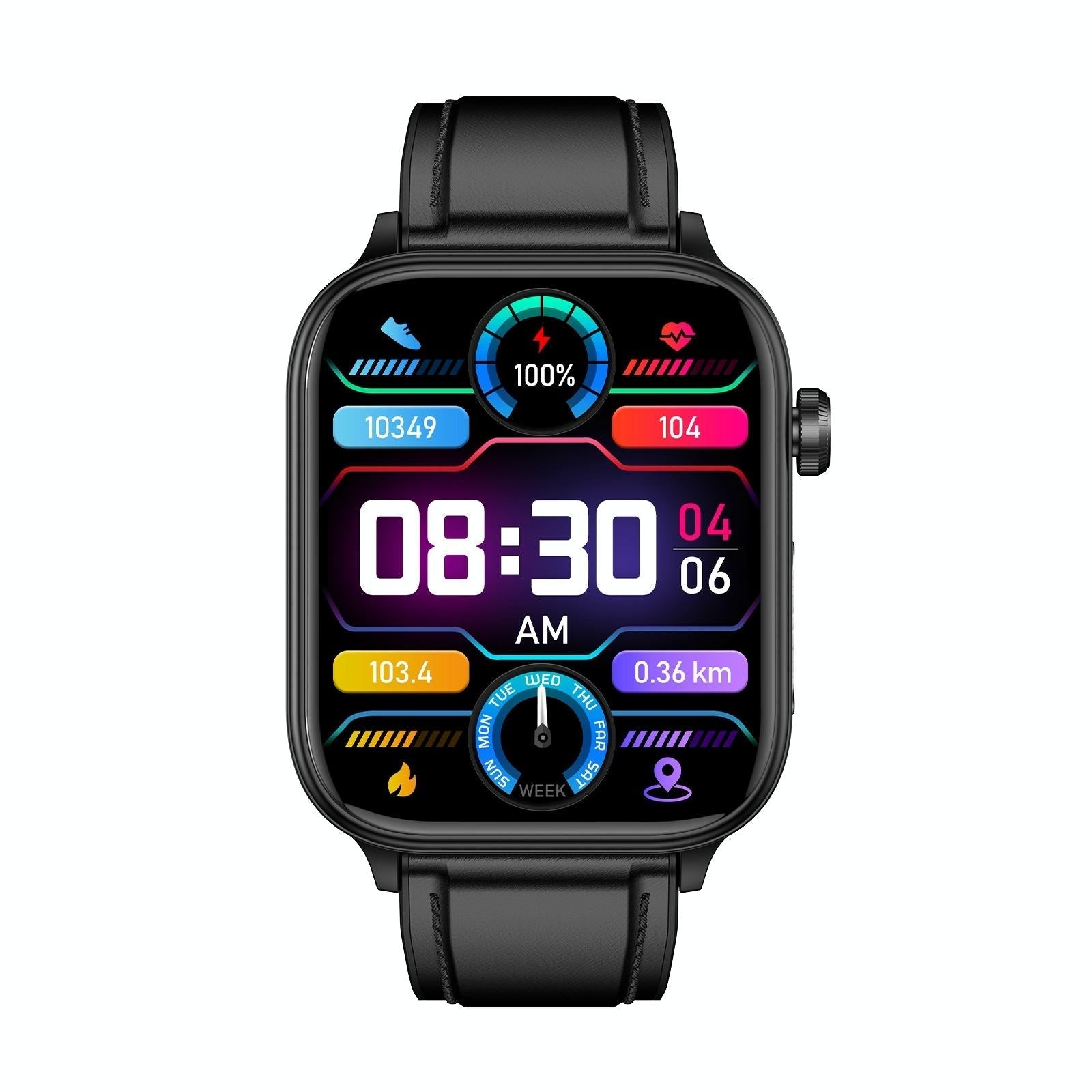 1.96 Inch Colour Screen Smart Watch Leather Strap Support Bluetooth Call / Ecg - Brown 13