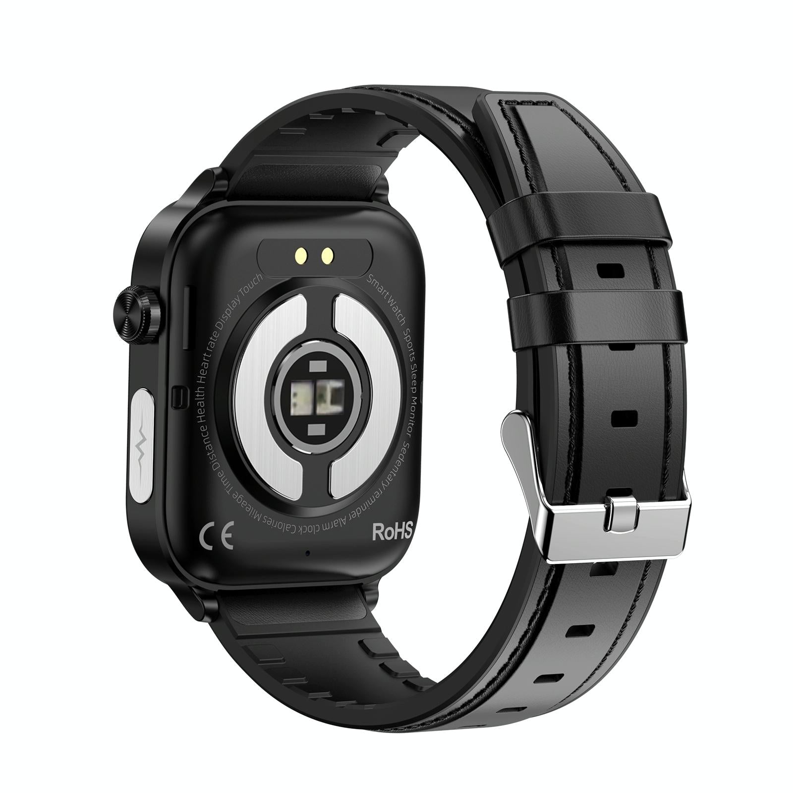 1.96 Inch Colour Screen Smart Watch Leather Strap Support Bluetooth Call / Ecg - Brown 15