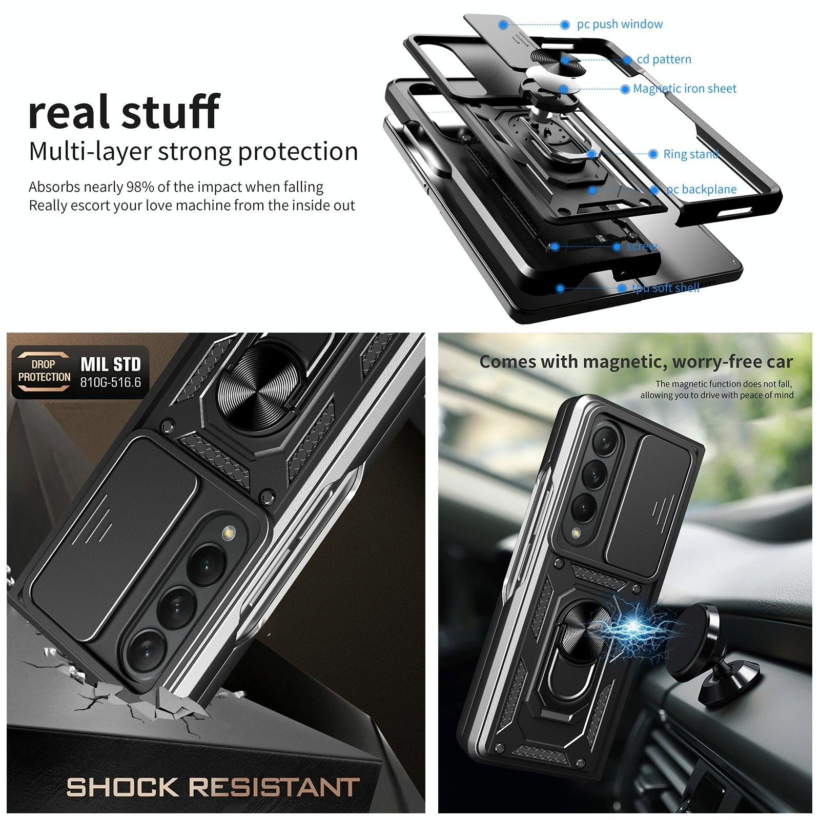 For Samsung Galaxy Z Fold4 5G Camshield Lanyard Case With Slide Ring 5