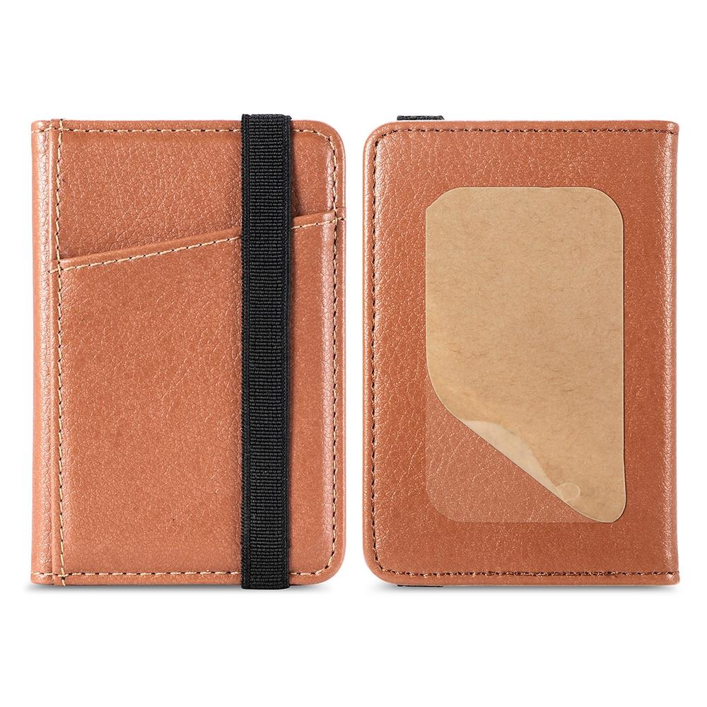 Pu Leather Phone Card Holder With Bracket Multifunctional - Brown