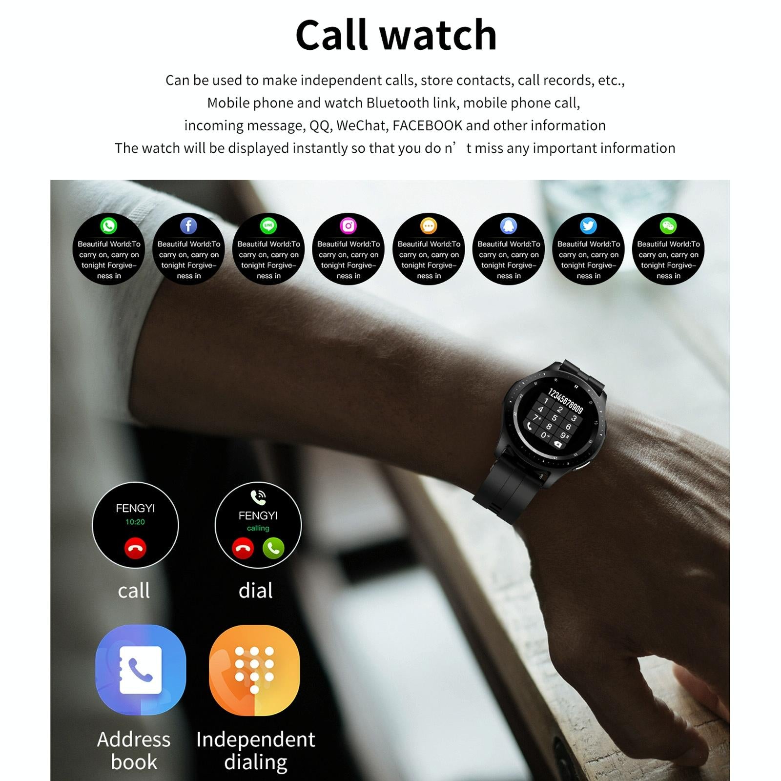 Waterproof Smart Bracelet With Touch Screen Bluetooth Call And Heart Rate Monitor - Silver 7