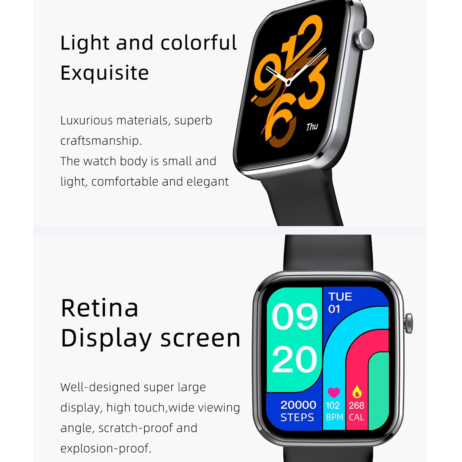 1.69 Inch Ip67 Waterproof Smart Watch With Touch Screen Health Monitoring - Black 12