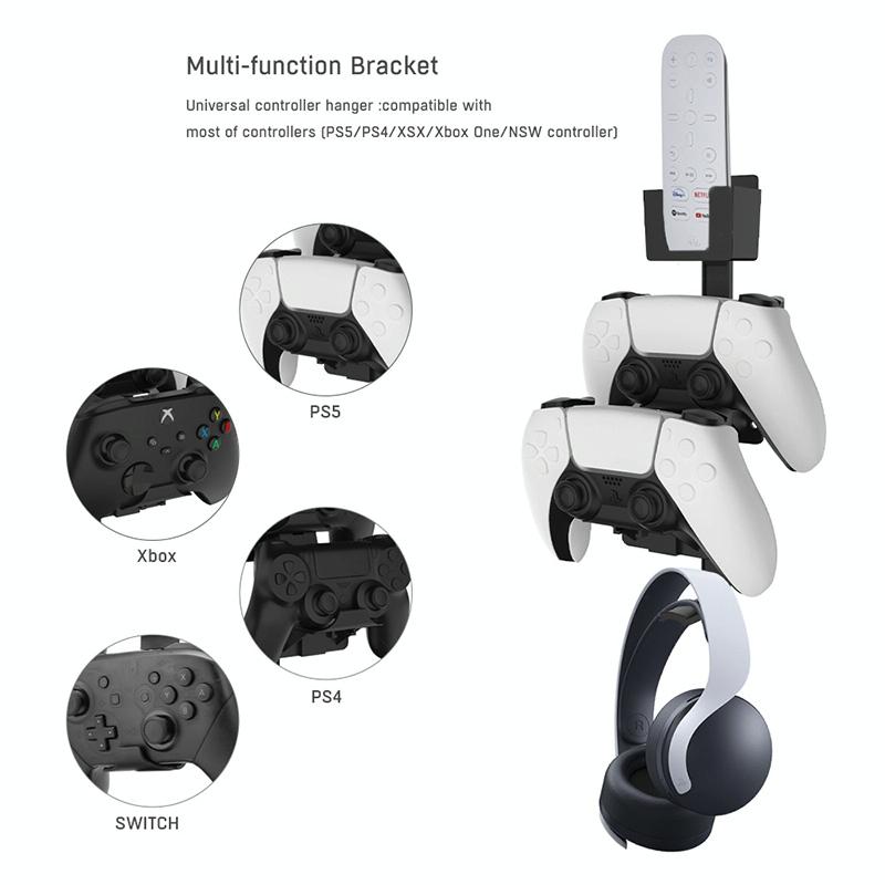 Multi-platform Earphone Wall Hook with Remote Control for Gaming Consoles - Black 4