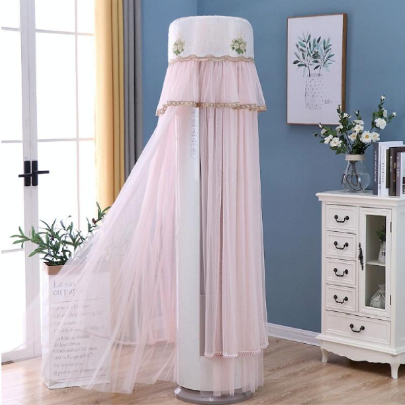 170cm Vertical Lace Air Conditioner Dust Cover - Round Column - Pink 4