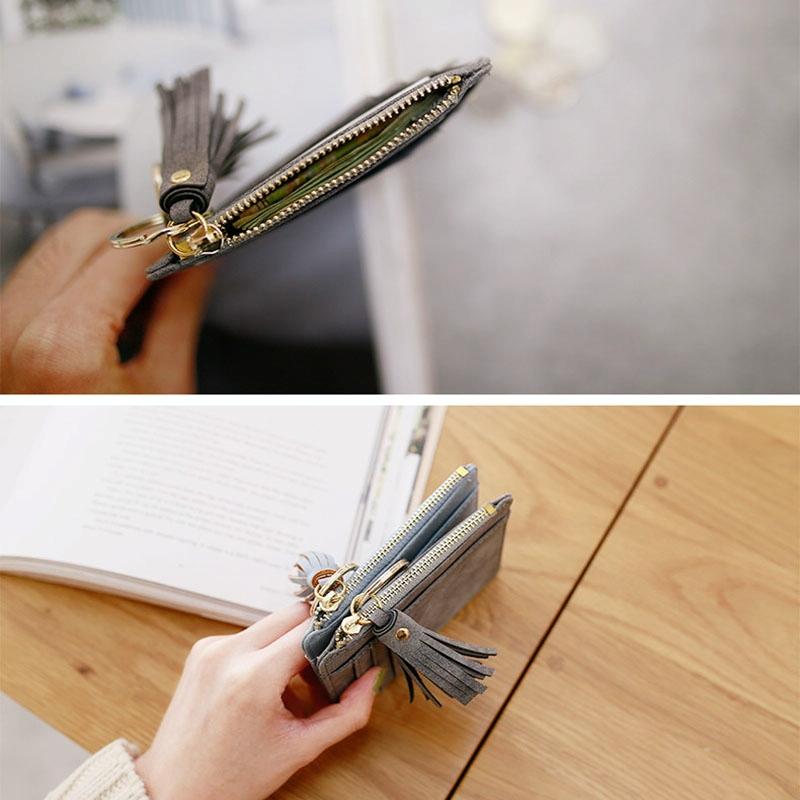 Compact Card Holder With Large Capacity Cute Mini Coin Purse - Black 5