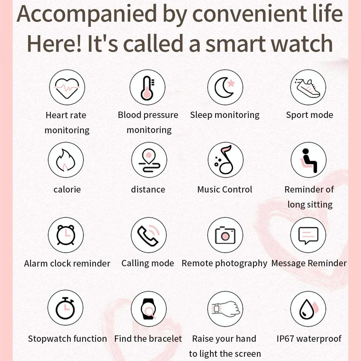 Smart Wristband With Waterproof Heart Rate And Blood Pressure Monitoring - Pink 6
