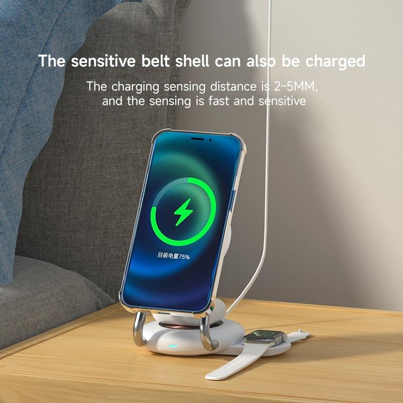 15W 3 In 1 Transparent Magnetic Wireless Charger - White 4