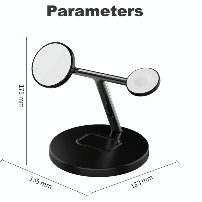 3 In 1 Magnetic Wireless Charger For Mobile Devices - White 3