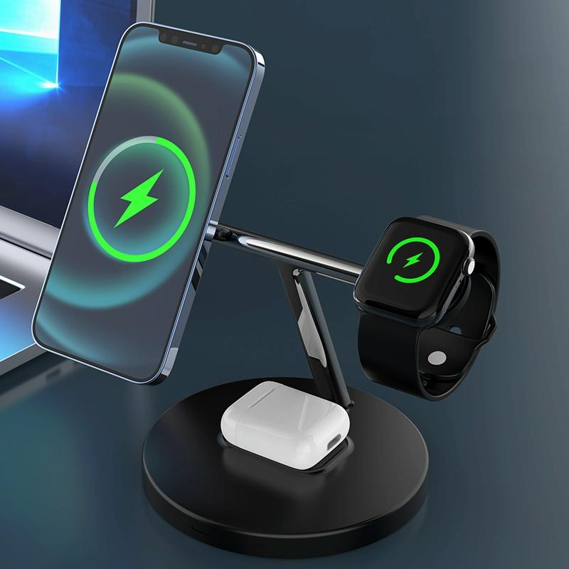 3 In 1 Magnetic Wireless Charger For Mobile Devices - White 11