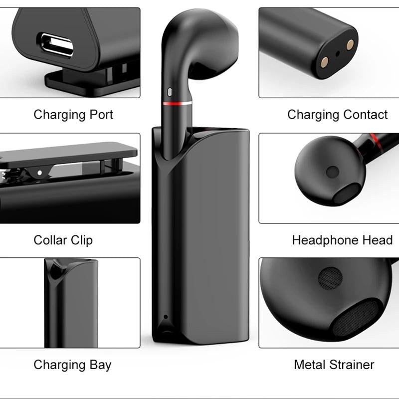 Mini Wireless Bluetooth Car Earphone with Mic - Business Driving - White 11