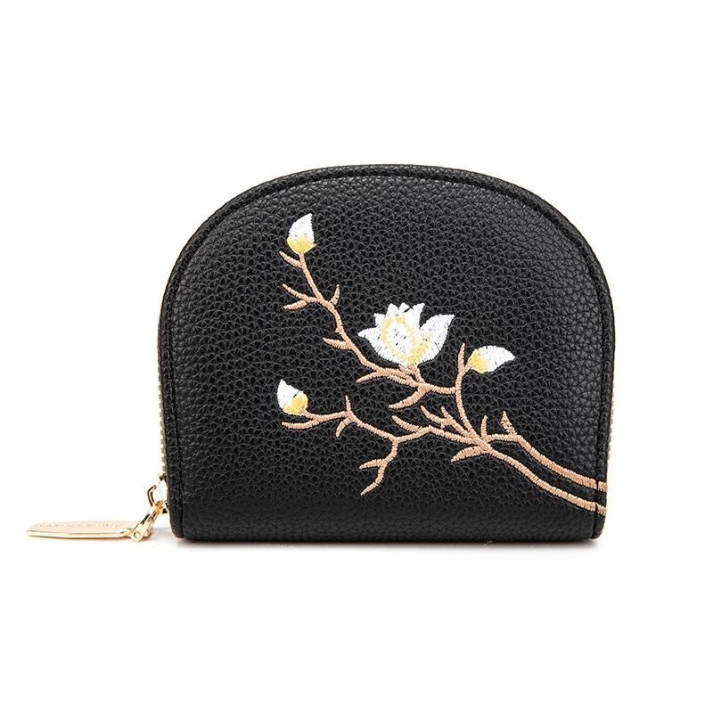 Large Capacity Semicircular Embroidery Id Card Holder - Pink 12