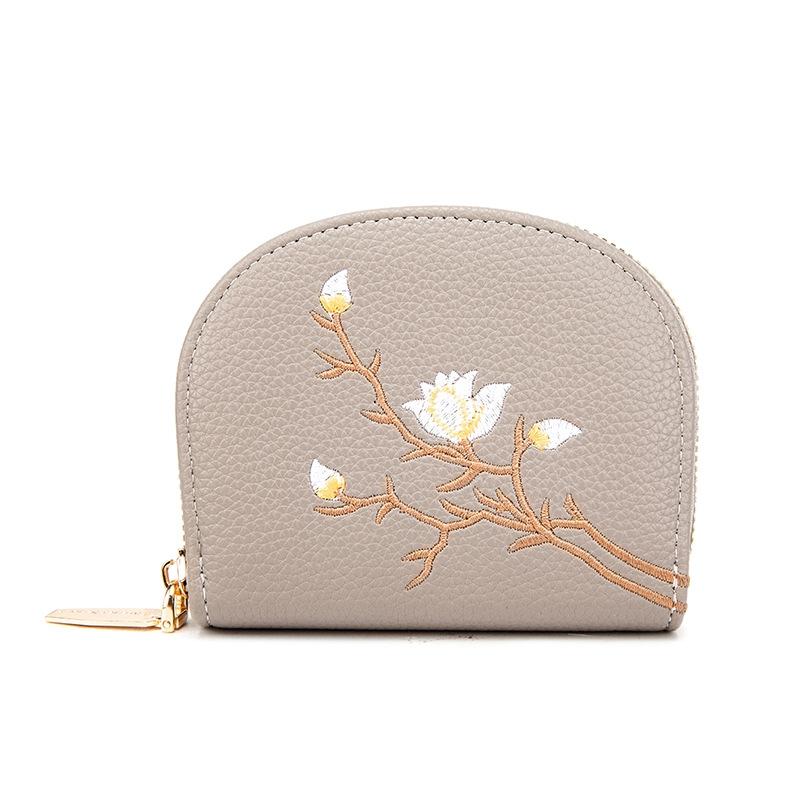 Large Capacity Semicircular Embroidery Id Card Holder - Pink 15