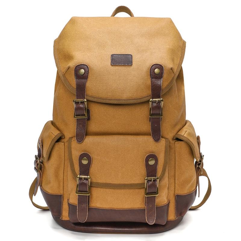 Travel-ready Retro Canvas Backpack - Spacious Design - Black 13