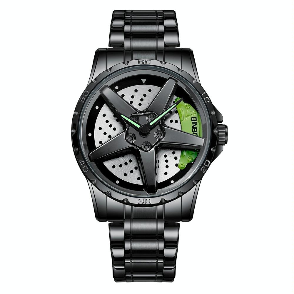 Waterproof Multifunctional Men Watch with Durable Dial - Black Steel-Green