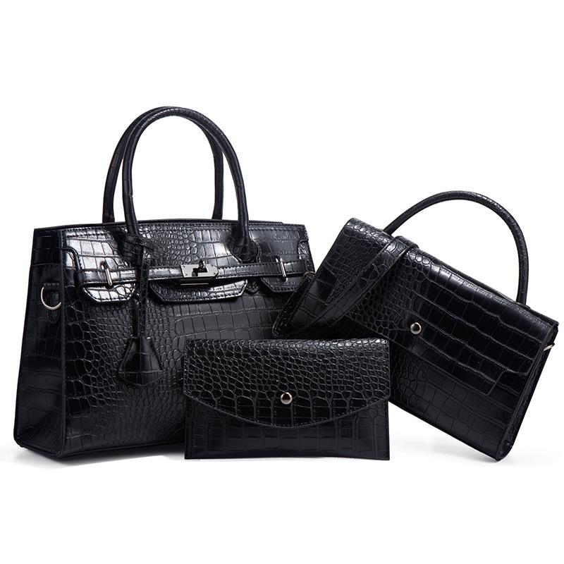 Large Capacity 3-in-1 Crocodile Print Crossbody Tote - Diagonal Design - Rose Red 8