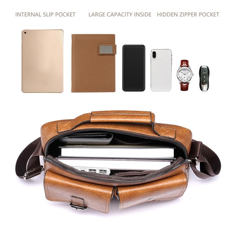 Retro Shoulder Bag For Men Large Capacity - Light Brown 5