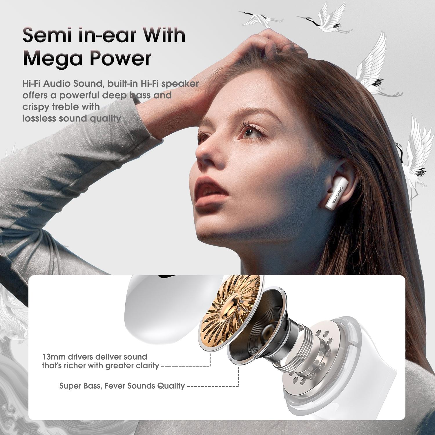 Wireless Cartoon Bluetooth Earphones - Transparent Design - White 14