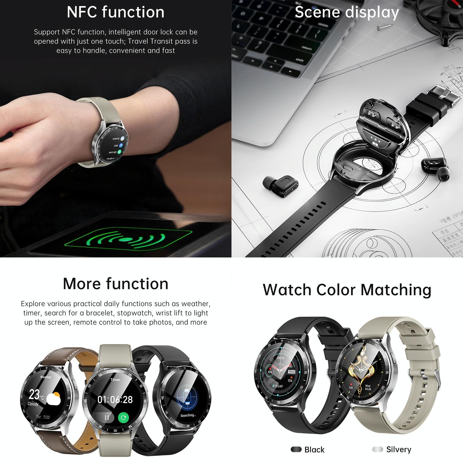 1.39 Inch Waterproof Bracelet Support Bluetooth Call / Nfc / Heart Rate - Silver 14