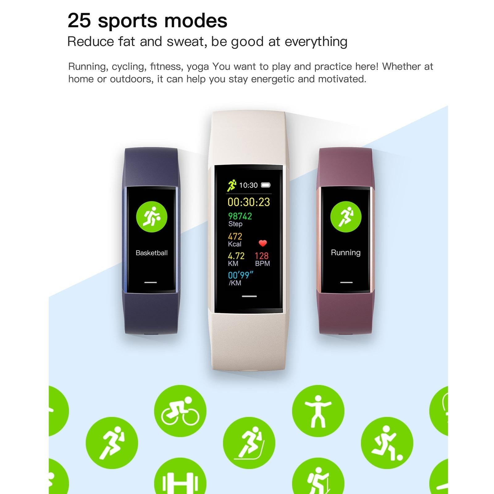 Waterproof C80 Fitness Tracker - Ip67 - Pink 5