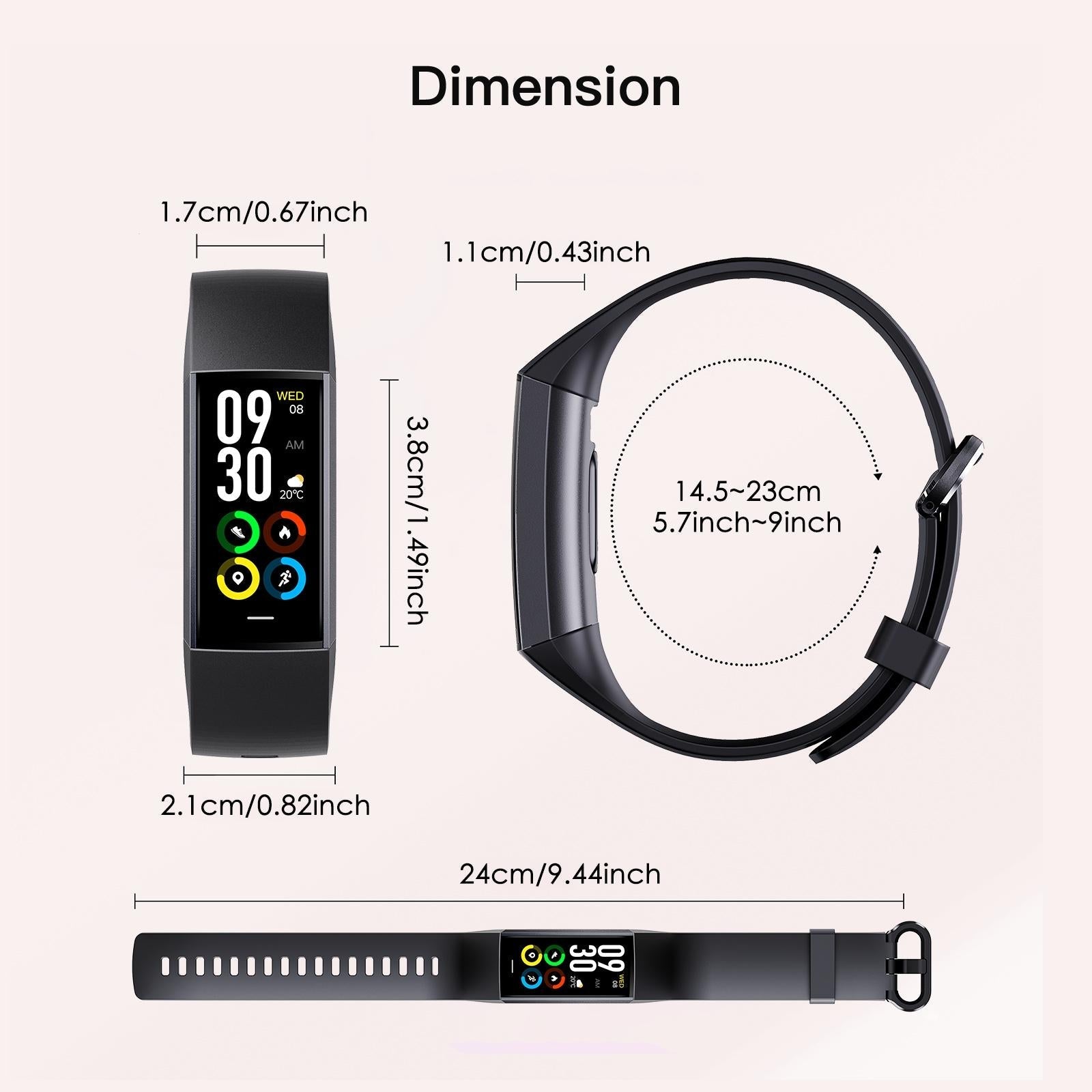 Waterproof C80 Fitness Tracker - Ip67 - Pink 6