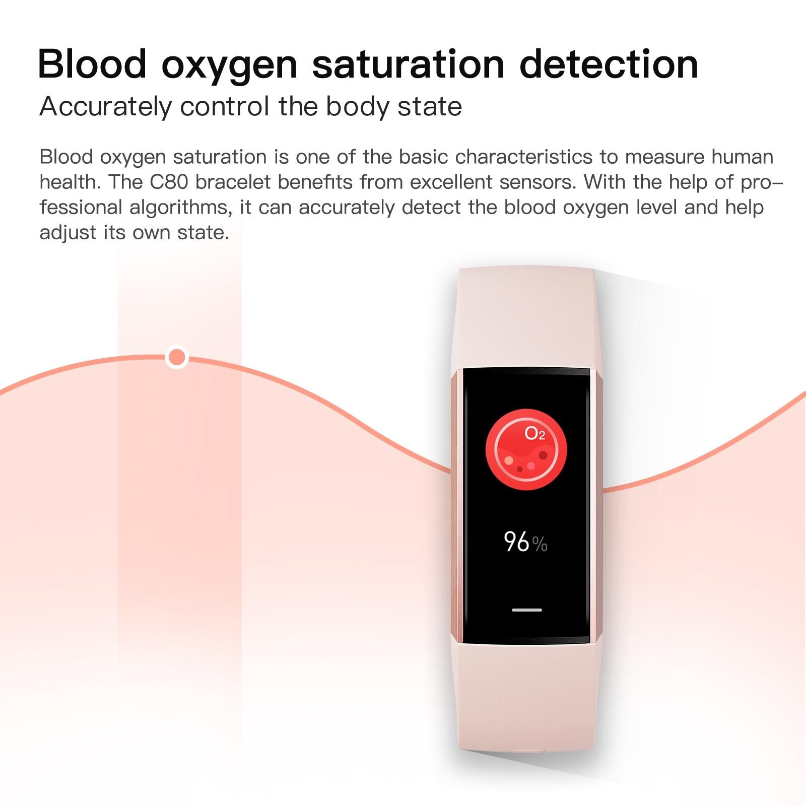 Waterproof C80 Fitness Tracker - Ip67 - Pink 10